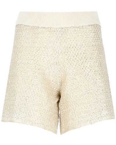 Peserico Ivory leinen netz muster shorts - Natur