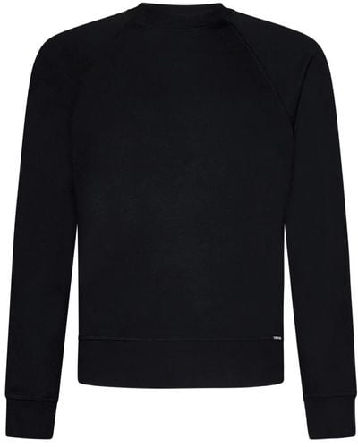 Tom Ford Schwarze pullover für männer,schwarzer rippstrickpullover mit rundhalsausschnitt