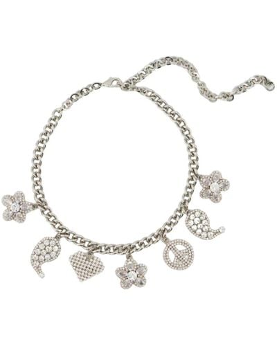 Alessandra Rich Chainecklace with crystal charms - Mettallic