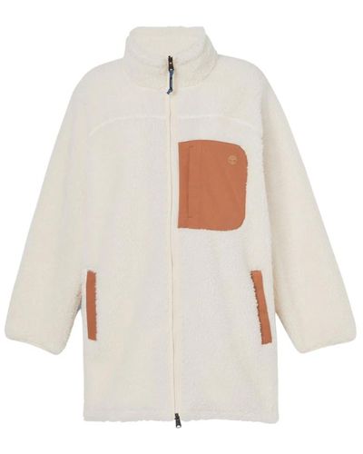 Timberland Giacca donna in pile con taschino - Bianco