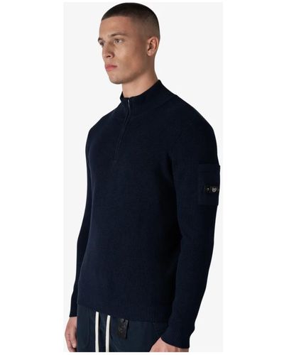 Quotrell Stiloso maglione a mezza zip in maglia per uomo - Blu