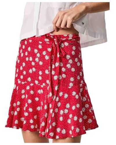Pepe Jeans Minifalda estampado flores katherine - Rojo