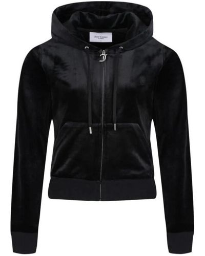 Juicy Couture Sudadera de terciopelo con capucha para mujer - Negro