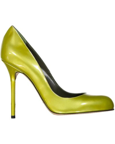 Sergio Rossi Zapatos de tacón de cuero con 11 cm de altura - Amarillo