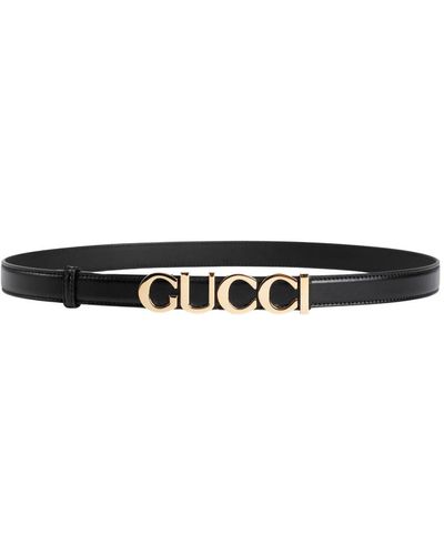 Gucci Schwarzer leder-logo-gürtel