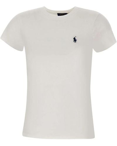 Ralph Lauren Camiseta de algodón para mujer con logo icónico - Blanco