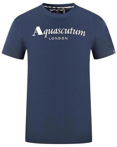 Aquascutum Baumwoll-t-shirt mit union jack flagge - Blau