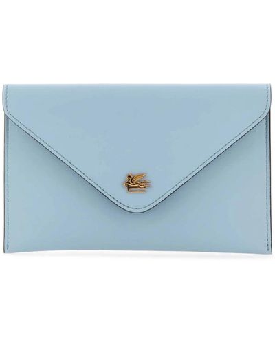 Etro Hellblaue ledertasche, 21cm x 13,5cm