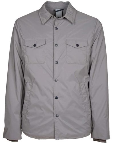 People Of Shibuya Graues thermisches overshirt kiso clip knöpfe