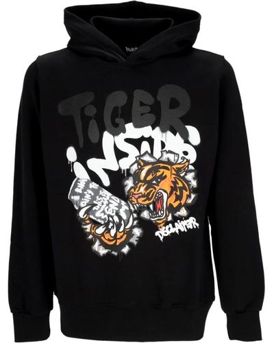DISCLAIMER Tiger hoodie schwarz streetwear - Blau