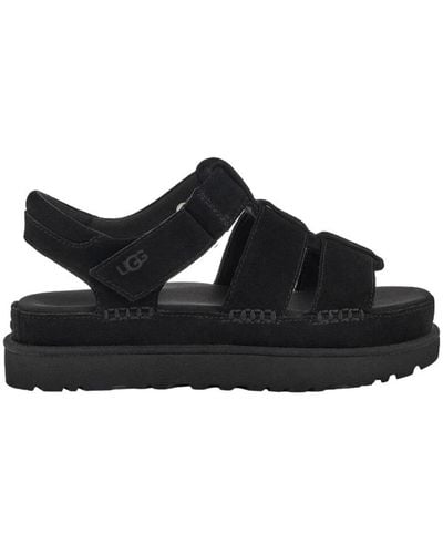 UGG Goldenstar Suede Platform Sandals - Black