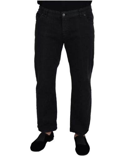 John Galliano Jeans in denim casual con fibbia posteriore in cotone nero