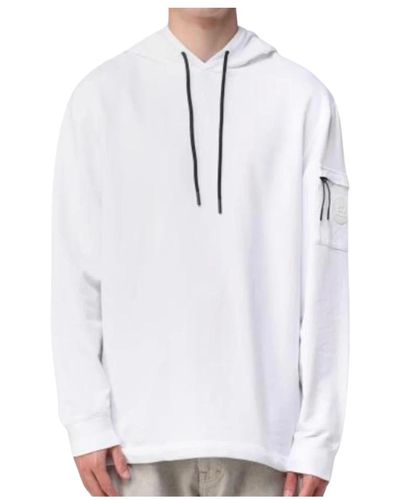 Woolrich Casual baumwoll-hoodie mit logo-patch - Weiß