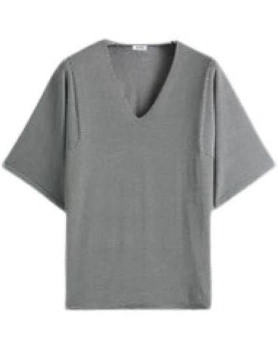 Aspesi Gestreiftes v-ausschnitt t-shirt - Grau