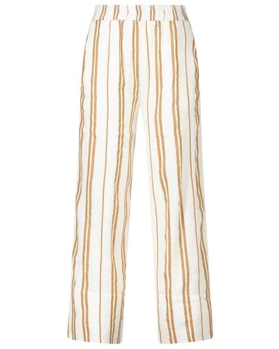 Bella Dahl Pantaloni larghi a righe in lino - Bianco