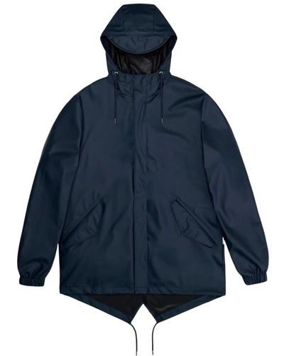 Rains Essential Fishtail Jacke Navy - Blau