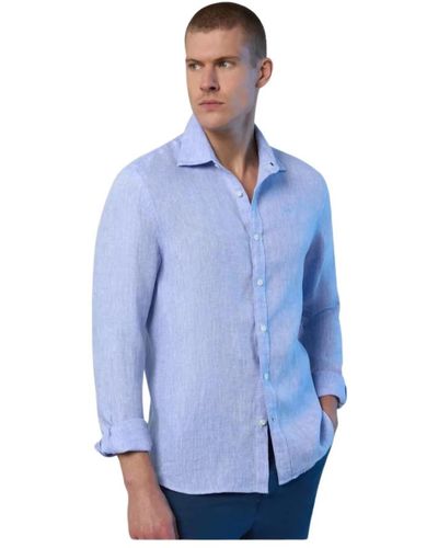North Sails Colletto francese camicia in lino puro - Blu