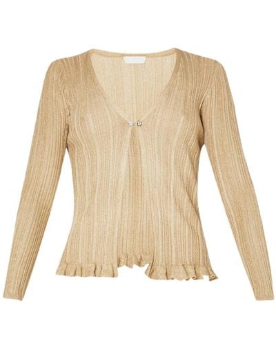Liu Jo Cardigan maglione lurex dorato rouches - Neutro