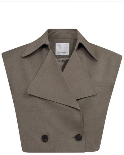 co'couture Crop waistcoat blazer in walnuss - Grau