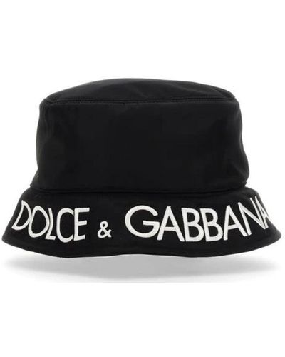 Dolce & Gabbana Schwarzer und weißer bestickter logo-hut