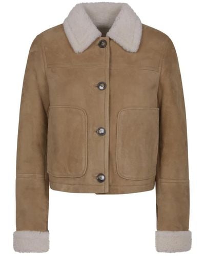 Yves Salomon Leather Jackets - Brown