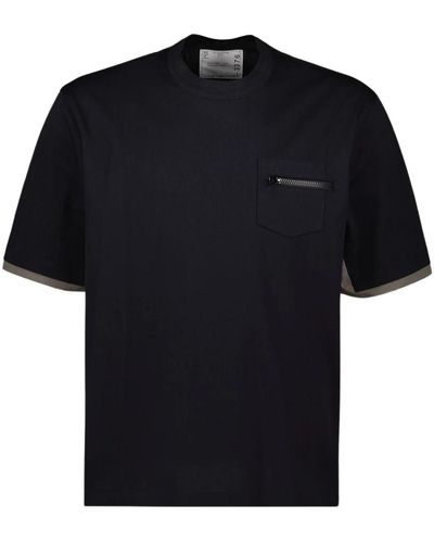 Sacai Taschen t-shirt, kurzarm, bicolor design - Schwarz