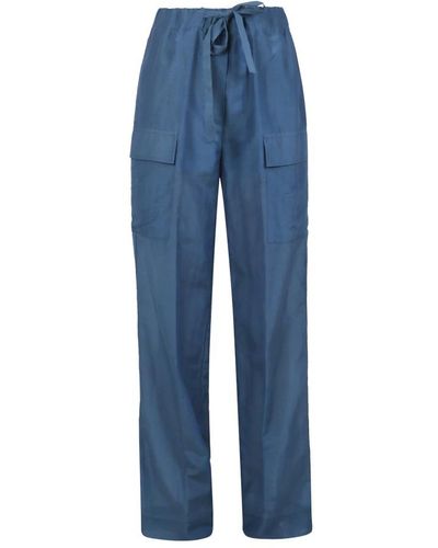 Semicouture Straight Trousers - Blue