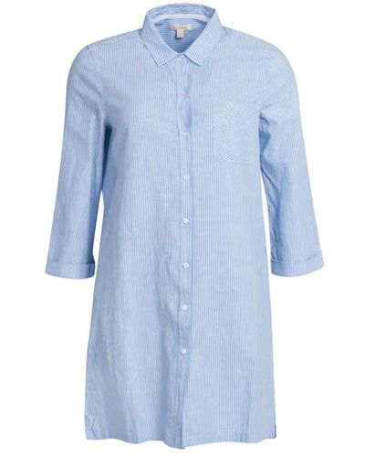 Barbour Vestido refrescante inspirado en camisa de algodón/linen es - Azul