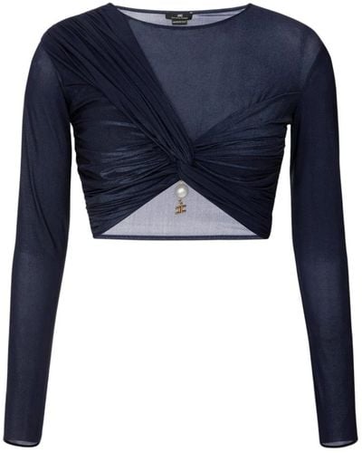 Elisabetta Franchi Laminiertes jersey-crop-top md01037e2 - Blau