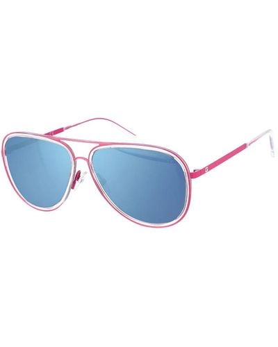 Guess Occhiali da sole stile aviator rosa con lenti grigie specchiate - Blu