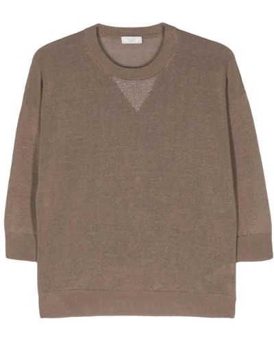 Peserico Round-Neck Knitwear - Brown