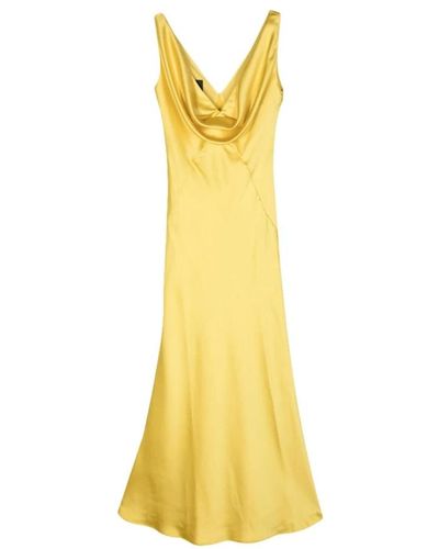 Pinko Vestido largo amarillos con tacón bajo