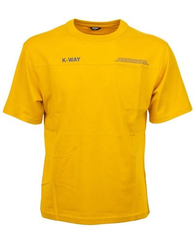 K-Way Leichtes t-shirt für outdoor-abenteuer,t-shirts,geister-schrifttaschen-t-shirt - Gelb
