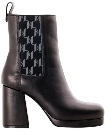 Karl Lagerfeld Chelsea-boots mit plateau und monogramm-print - Schwarz