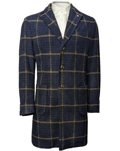 L.B.M. 1911 Cappotto blu navy a quadri: elegante e caldo