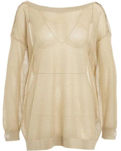 Liu Jo Gold sweatshirt ss24 handwäsche - Natur