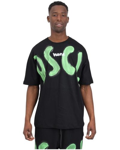 DISCLAIMER T-shirt nera con stampa logo street art - Verde