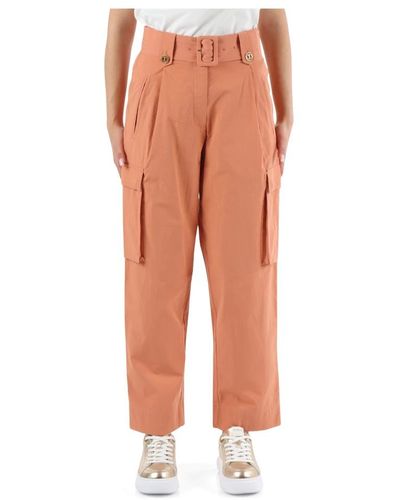 Twin Set Pantalone cargo popeline - Arancione