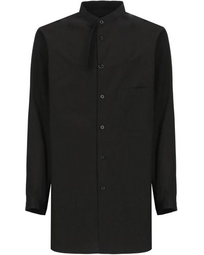 Yohji Yamamoto Schwarzes baumwollhemd mit darin-kragen
