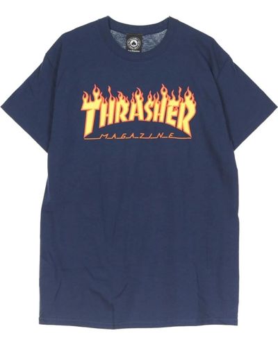 Thrasher Flames-T-Shirt - Blau