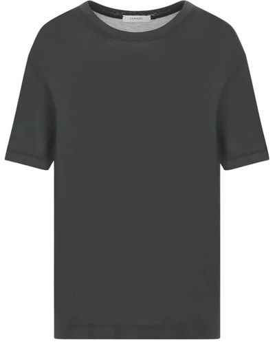 Lemaire Schwarzes seiden-rundhals-t-shirt