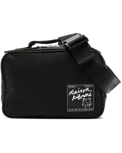 Maison Kitsuné Bum bag mit fuchs logo patch - Schwarz
