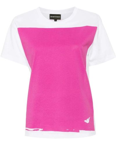 Emporio Armani Fuchsia t-shirts und polos farbblock design - Pink