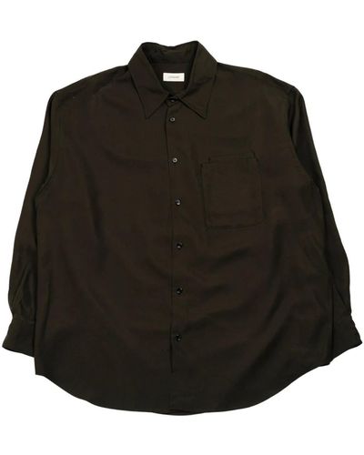 Lemaire Langarmhemd mit doppeltasche in schwarz