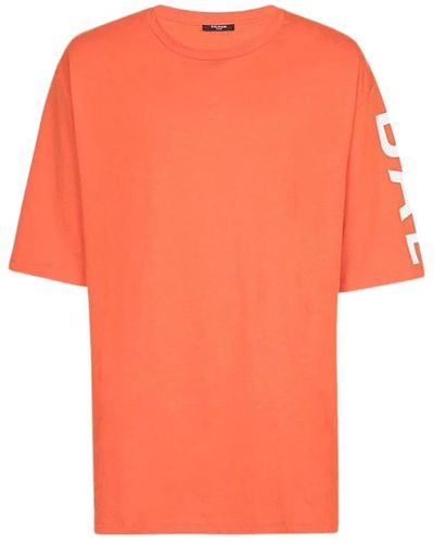 Balmain T-shirt oversize in cotone arancione scuro