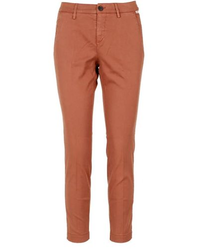 Roy Rogers Pantaloni in cotone con tasche e zip - Marrone