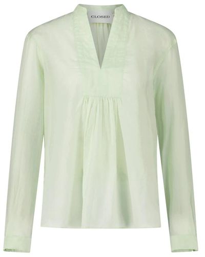 Closed Durchsichtige bluse mit v-ausschnitt - Grün