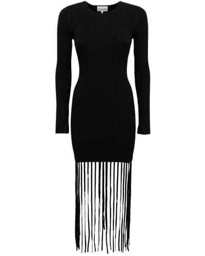 Ganni Knit Fringe Dress - Black