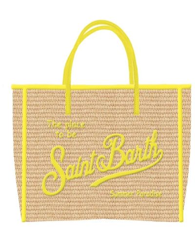 Mc2 Saint Barth Mini bolso de playa de paja - Amarillo