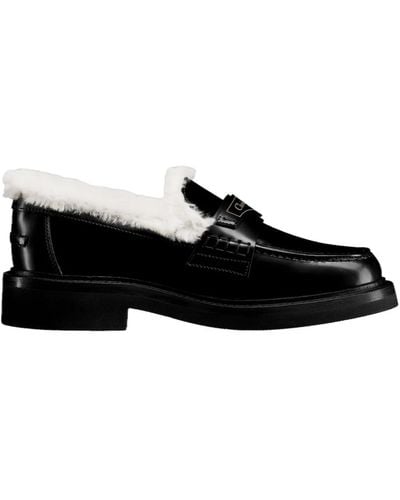 Dior Leder logo loafers frauen italien - Schwarz